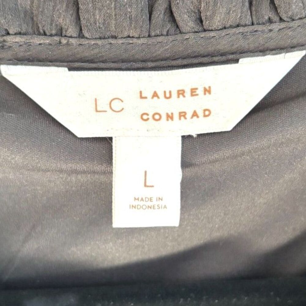 LC Lauren Conrad Ruffle Keyhole Tie Front Flutter Sleeve Blouse Top - Size L - Picture 2 of 4